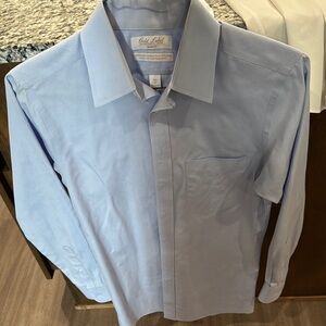 White and blue mens button down shirts. Size 14 1/2 32 and 14 1/2 33 like new